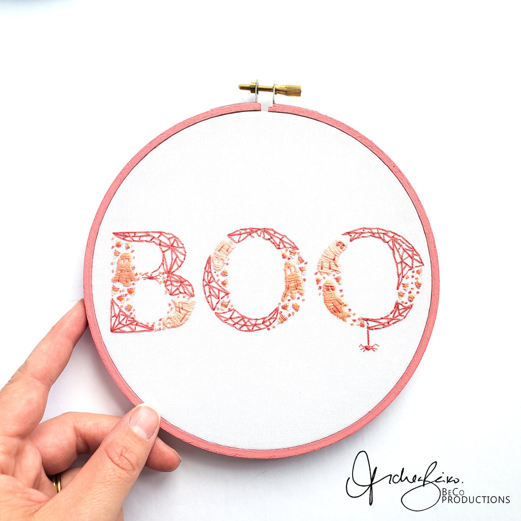 BOO Halloween Text - PDF Digital Download Embroidery Pattern & Guide