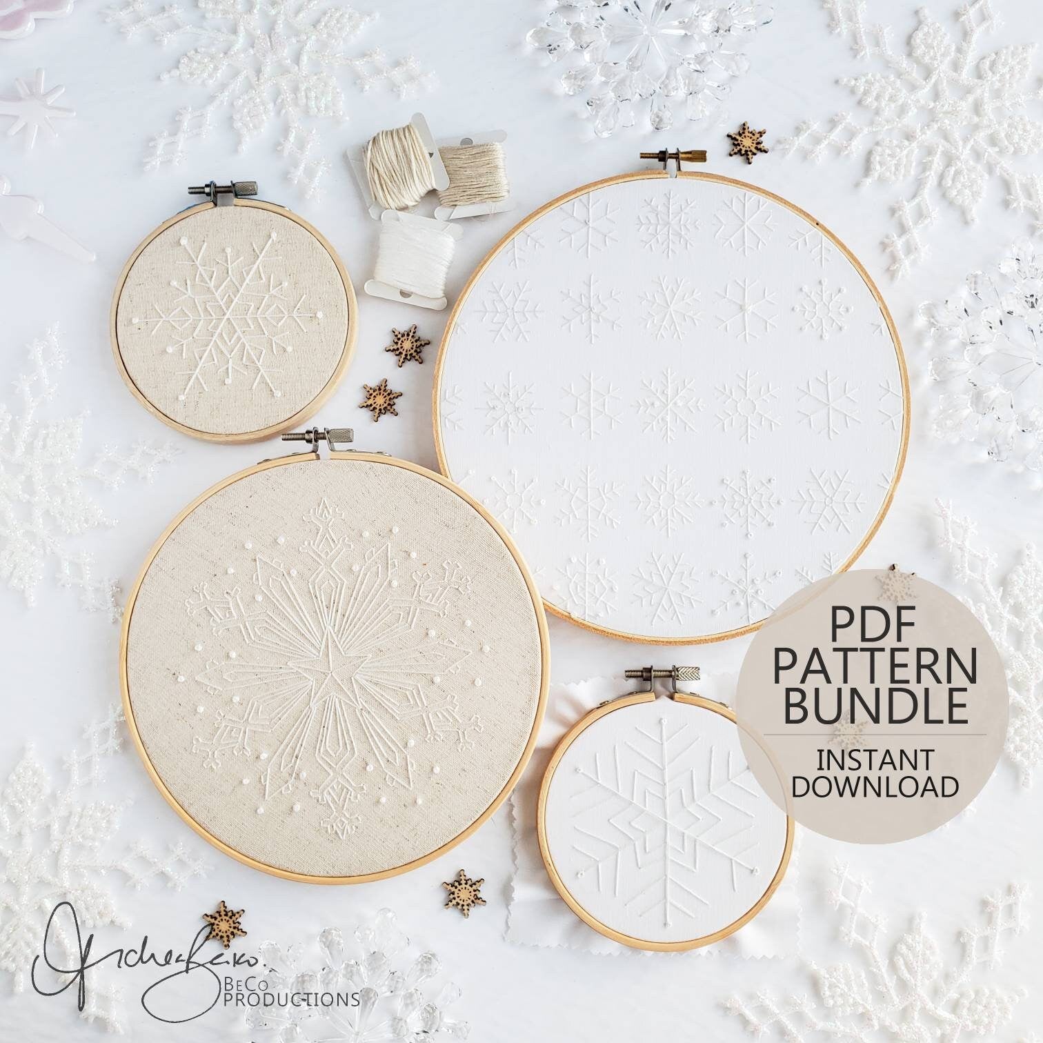 Snowflake BUNDLE - PDF Digital Download Embroidery Patterns & Guide