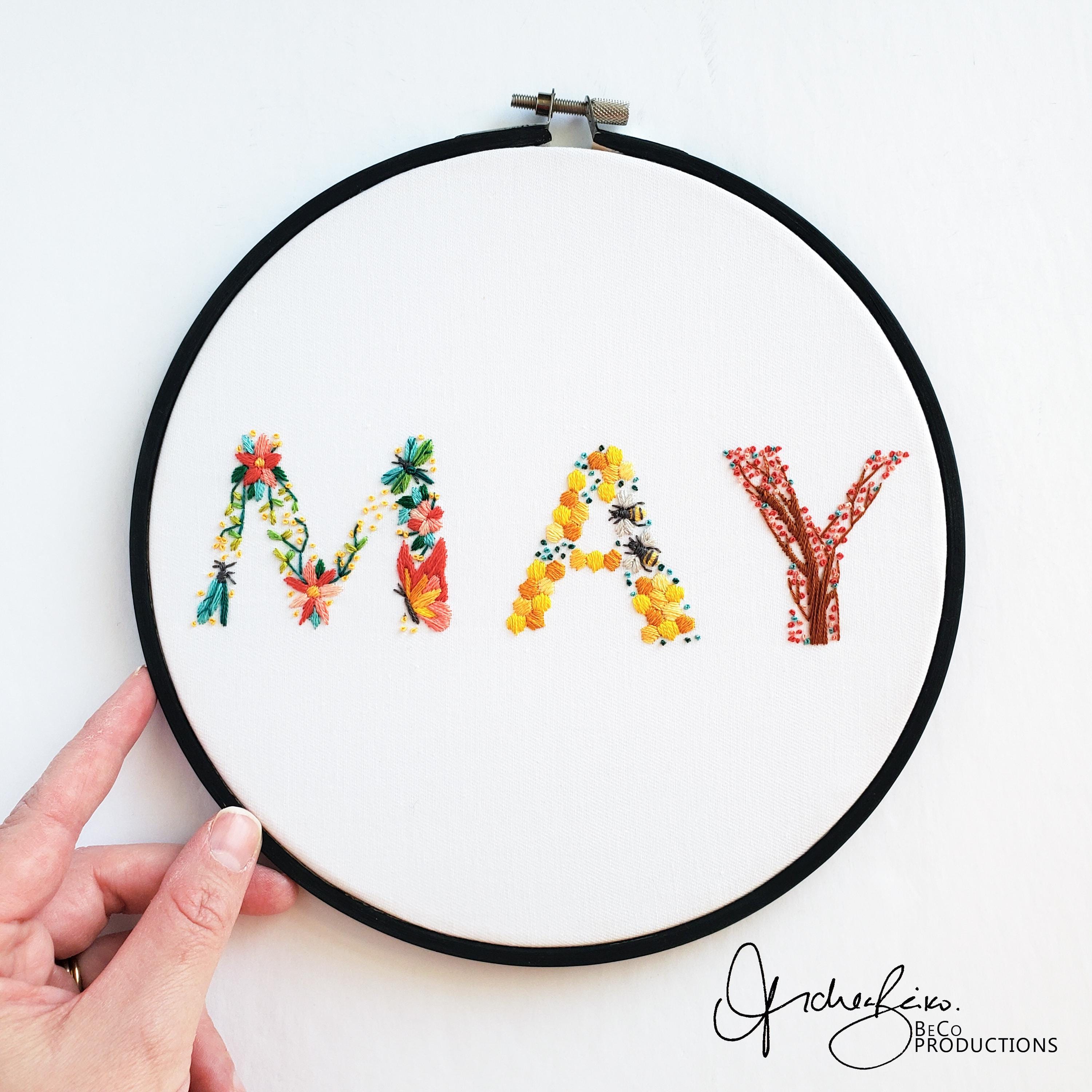 MAY Monthly Text Series - PDF Digital Download Embroidery Series Pattern & Guide