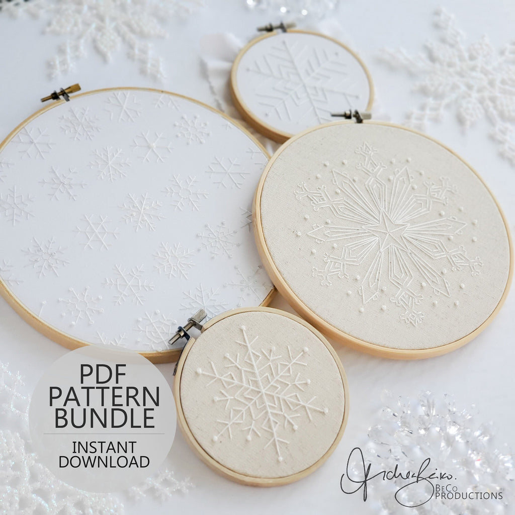 Snowflake BUNDLE - PDF Digital Download Embroidery Patterns & Guide