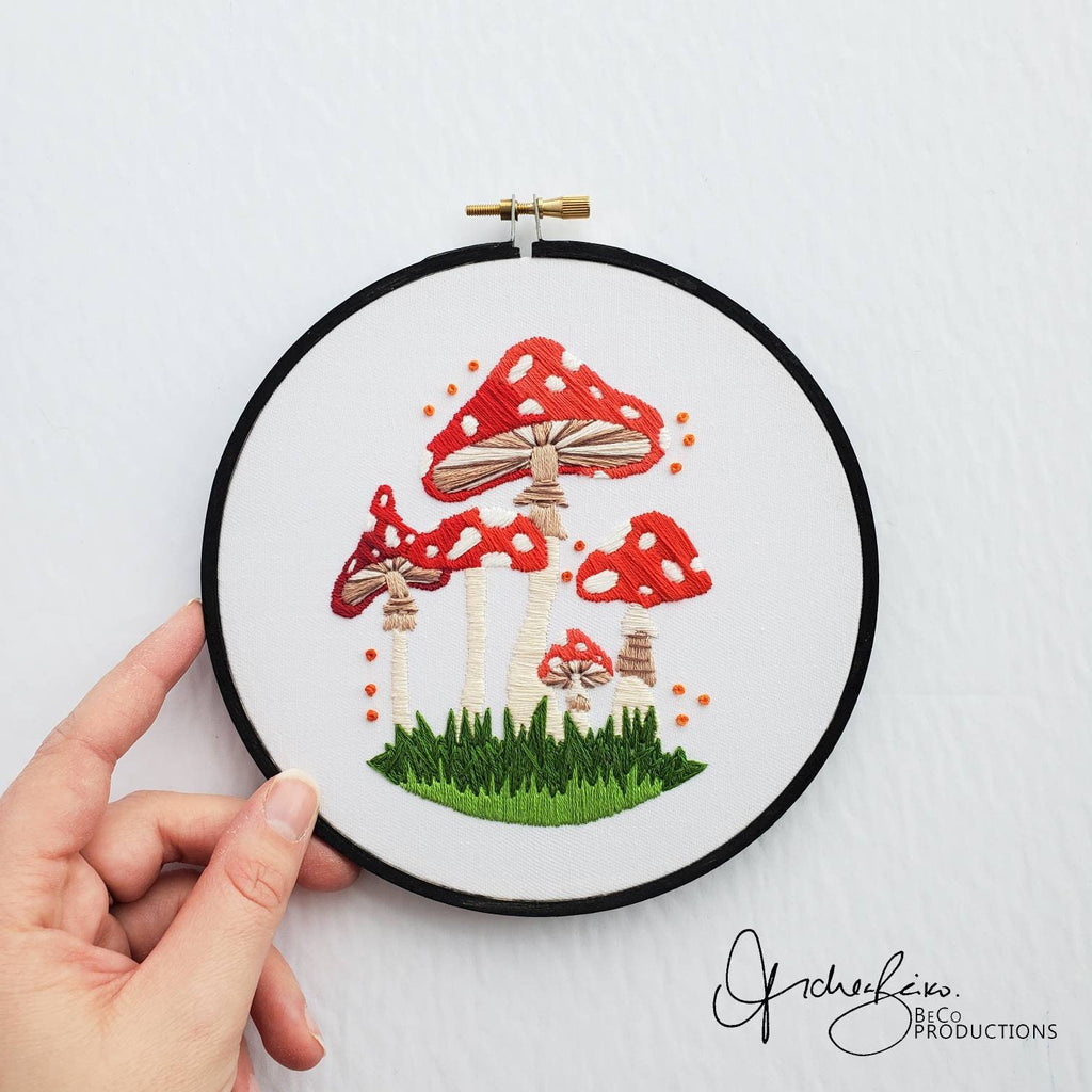 Group of Mushrooms - PDF Digital Download Embroidery Pattern & Guide