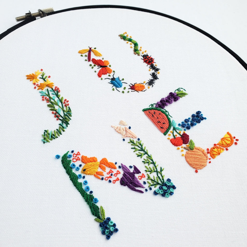 JUNE Monthly Text Series - PDF Digital Download Embroidery Series Pattern & Guide