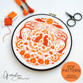 OCTOBER Monthly Monochromatic Folk Art Inspired Series - PDF Digital Download Embroidery Pattern & Guide