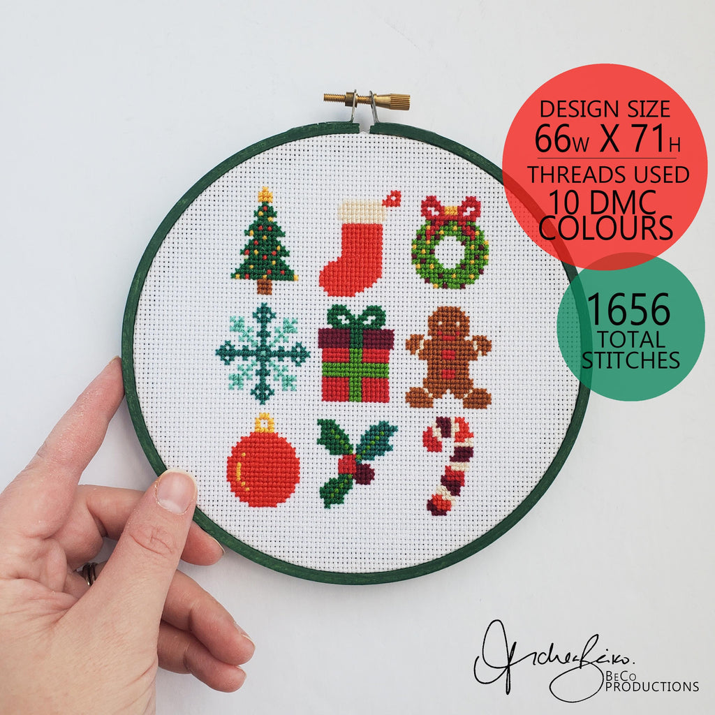 Christmas Starter Pack Grid - PDF Digital Download Cross Stitch Pattern & Guide