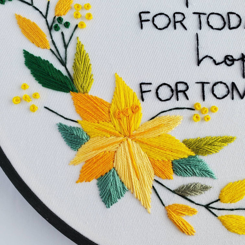 Blue and Yellow Floral Wreath - PDF Digital Download Embroidery Pattern & Guide