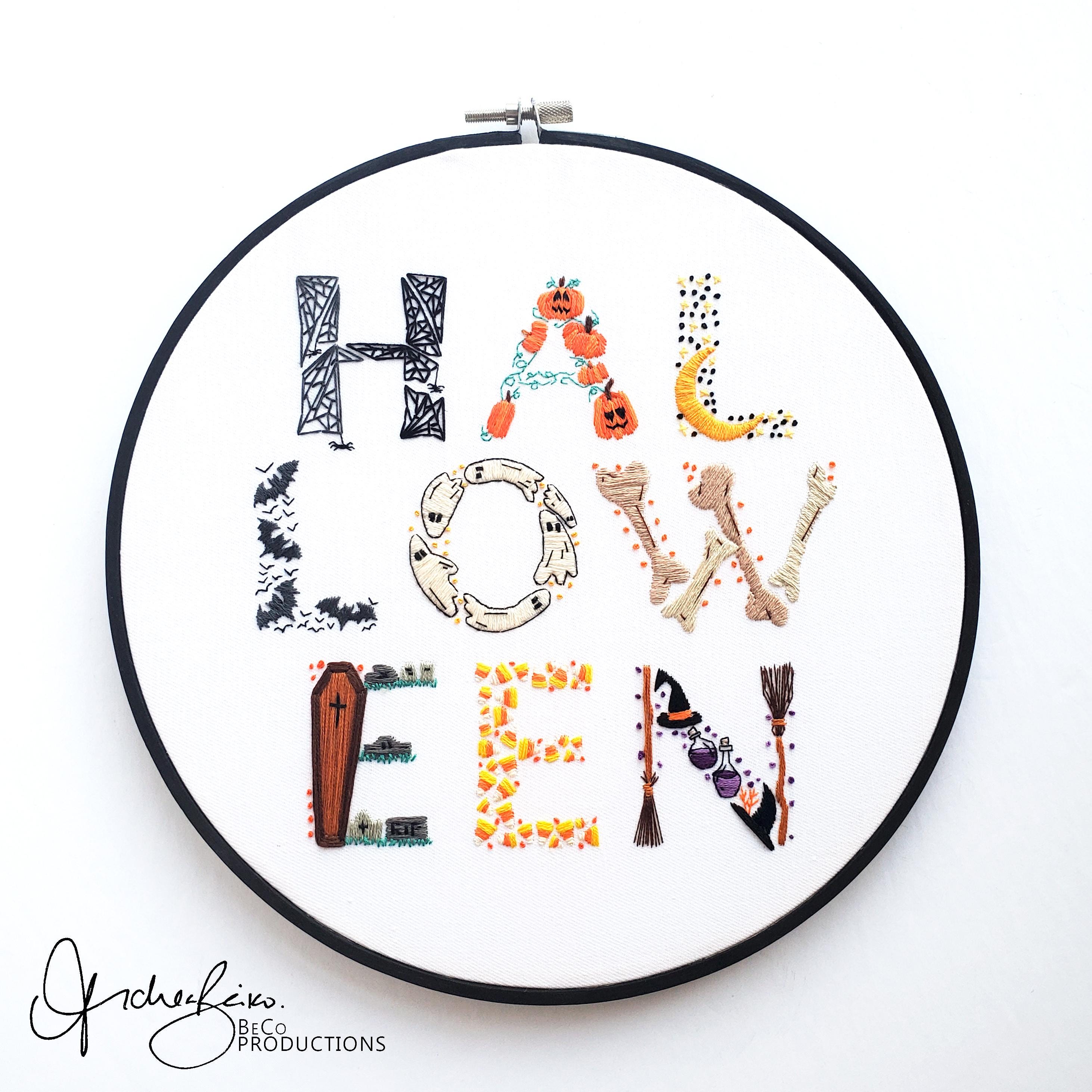 HALLOWEEN Text - PDF Digital Download Embroidery Pattern & Guide