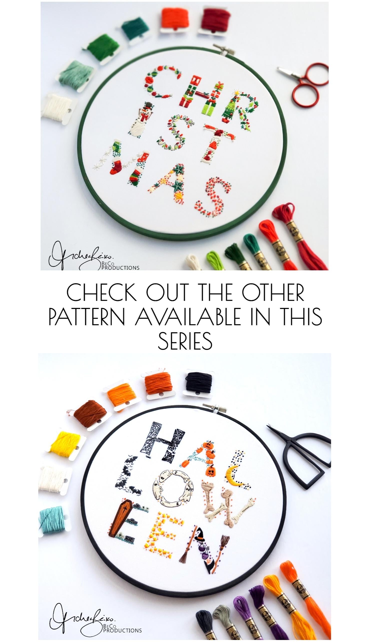 HALLOWEEN Text - PDF Digital Download Embroidery Pattern & Guide