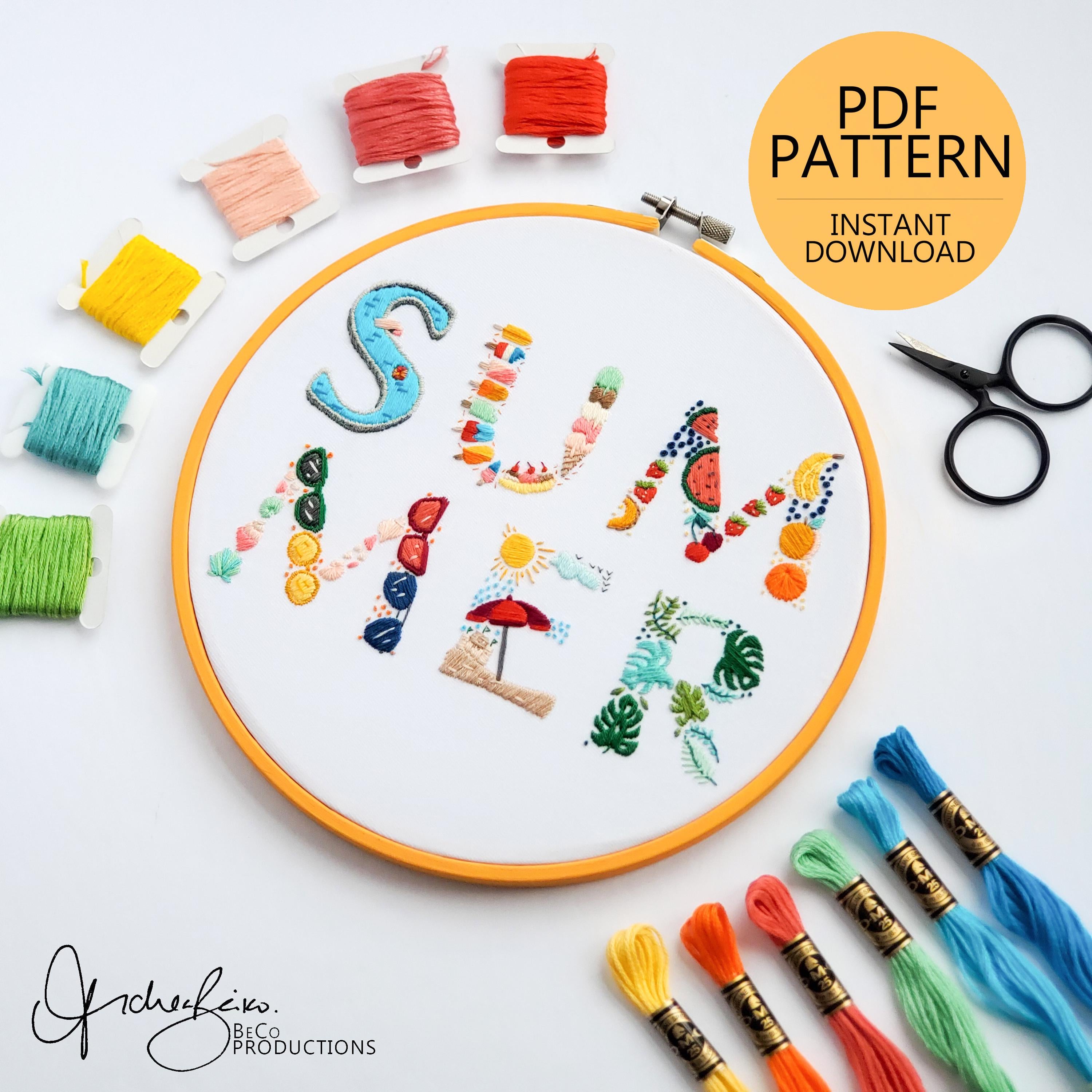 Summer Text - PDF Digital Download Embroidery Pattern & Guide