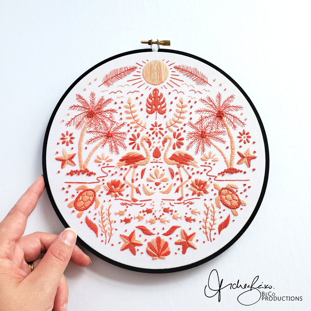 JULY Monthly Monochromatic Folk Art Inspired Series - PDF Digital Download Embroidery Pattern & Guide