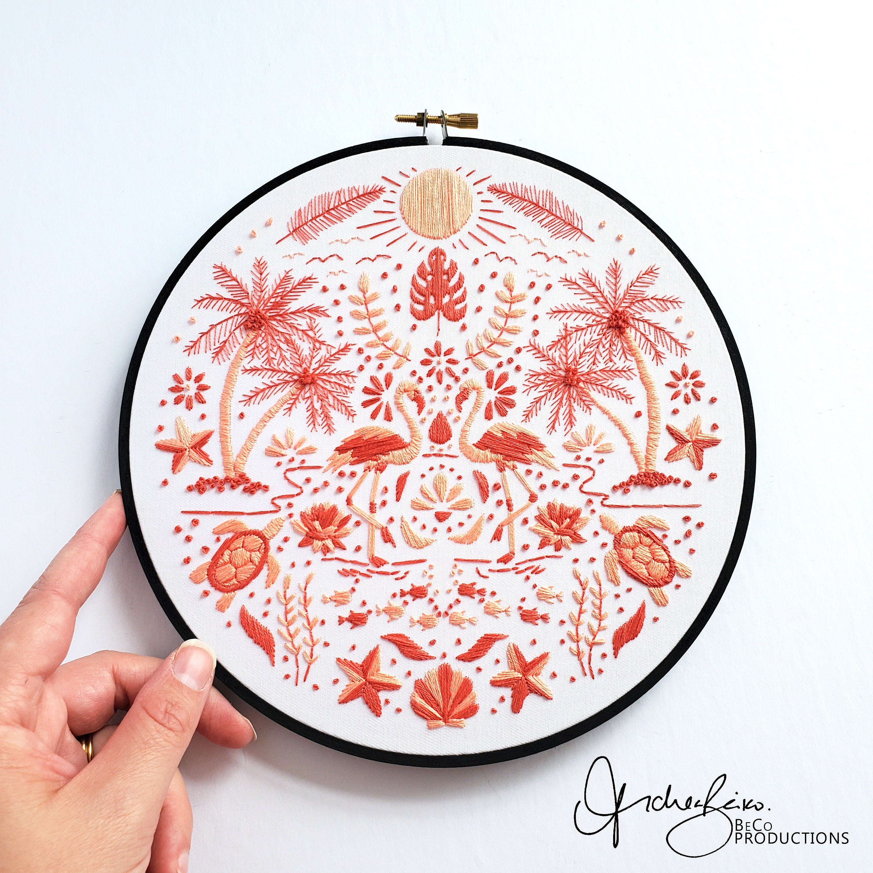 JULY Monthly Monochromatic Folk Art Inspired Series - PDF Digital Download Embroidery Pattern & Guide