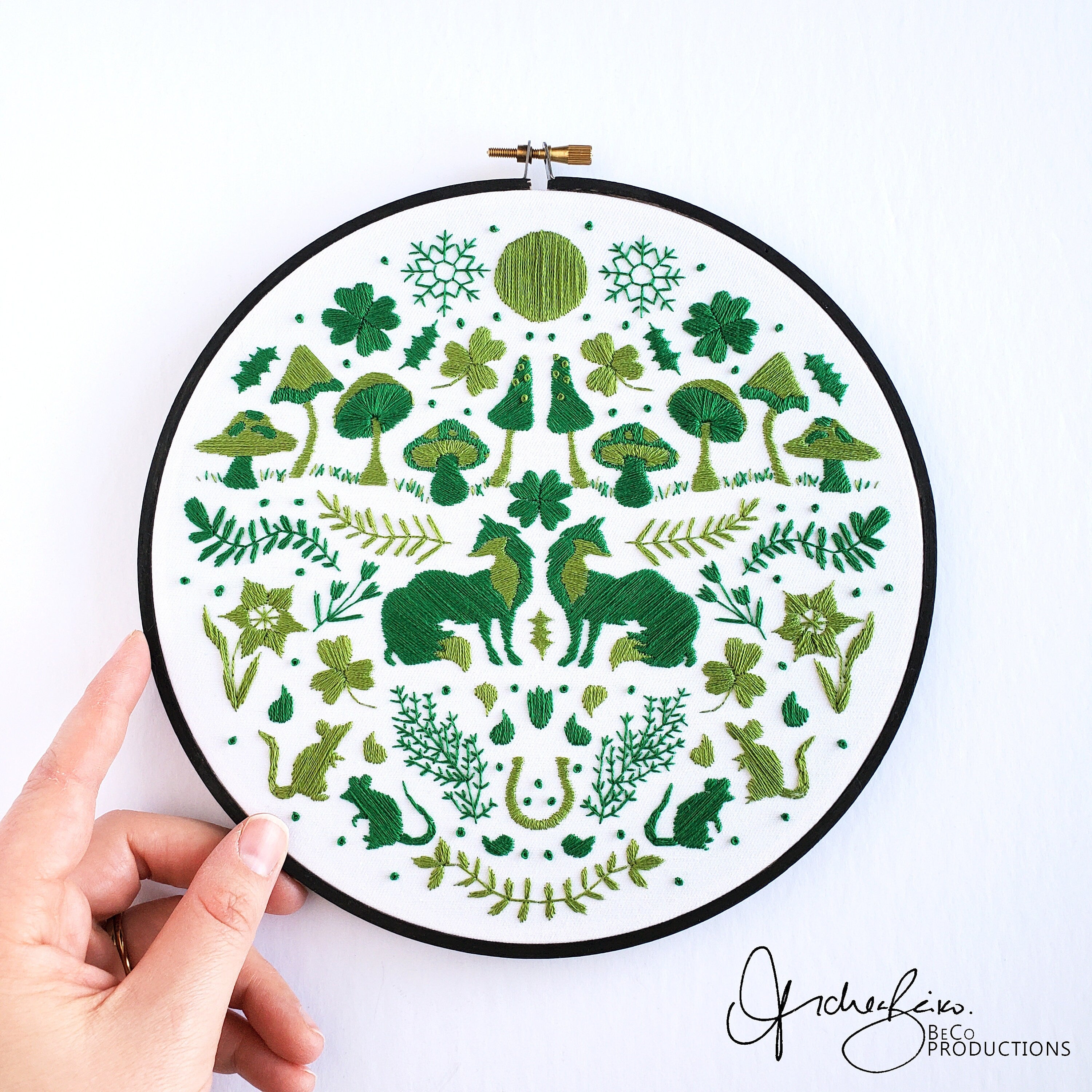 MARCH Monthly Monochromatic Folk Art Inspired Series - PDF Digital Download Embroidery Pattern & Guide