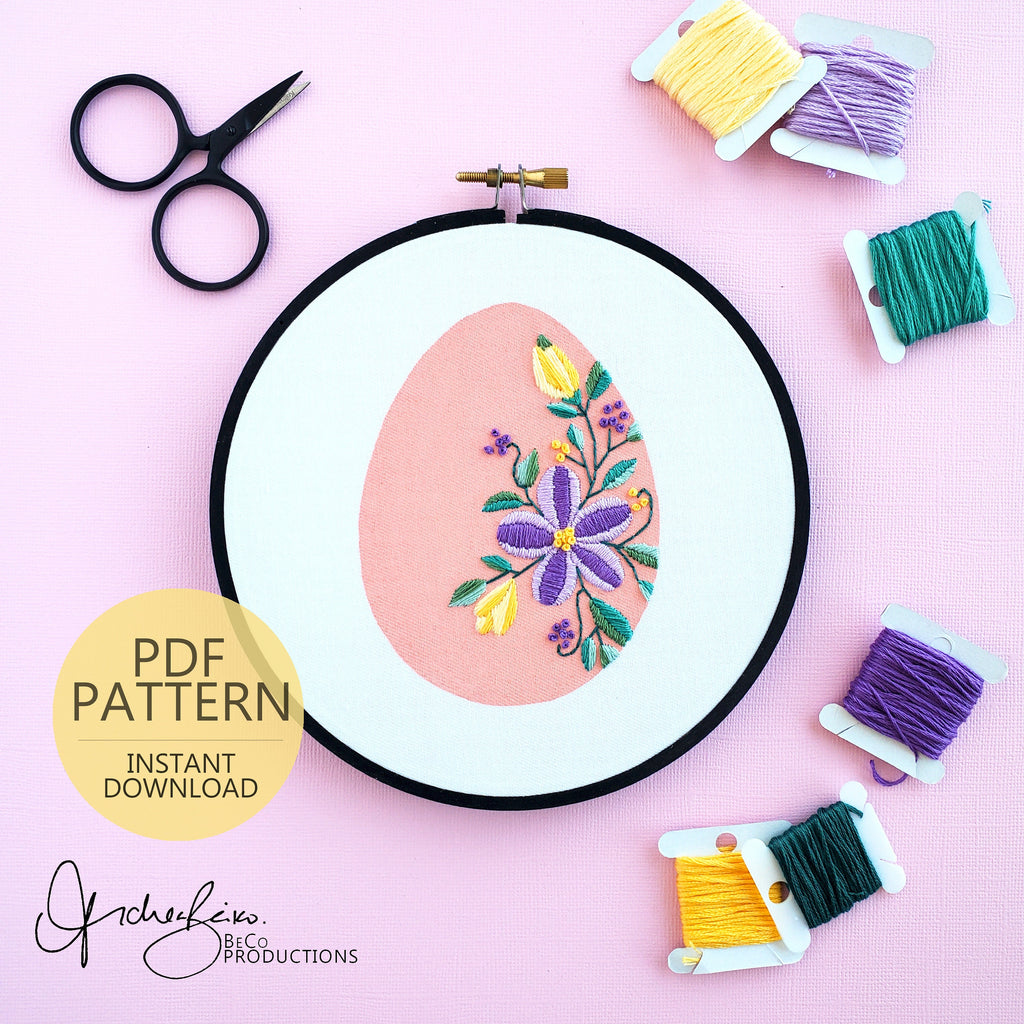 Floral Easter Egg No.03 - PDF Digital Download Embroidery Pattern & Guide