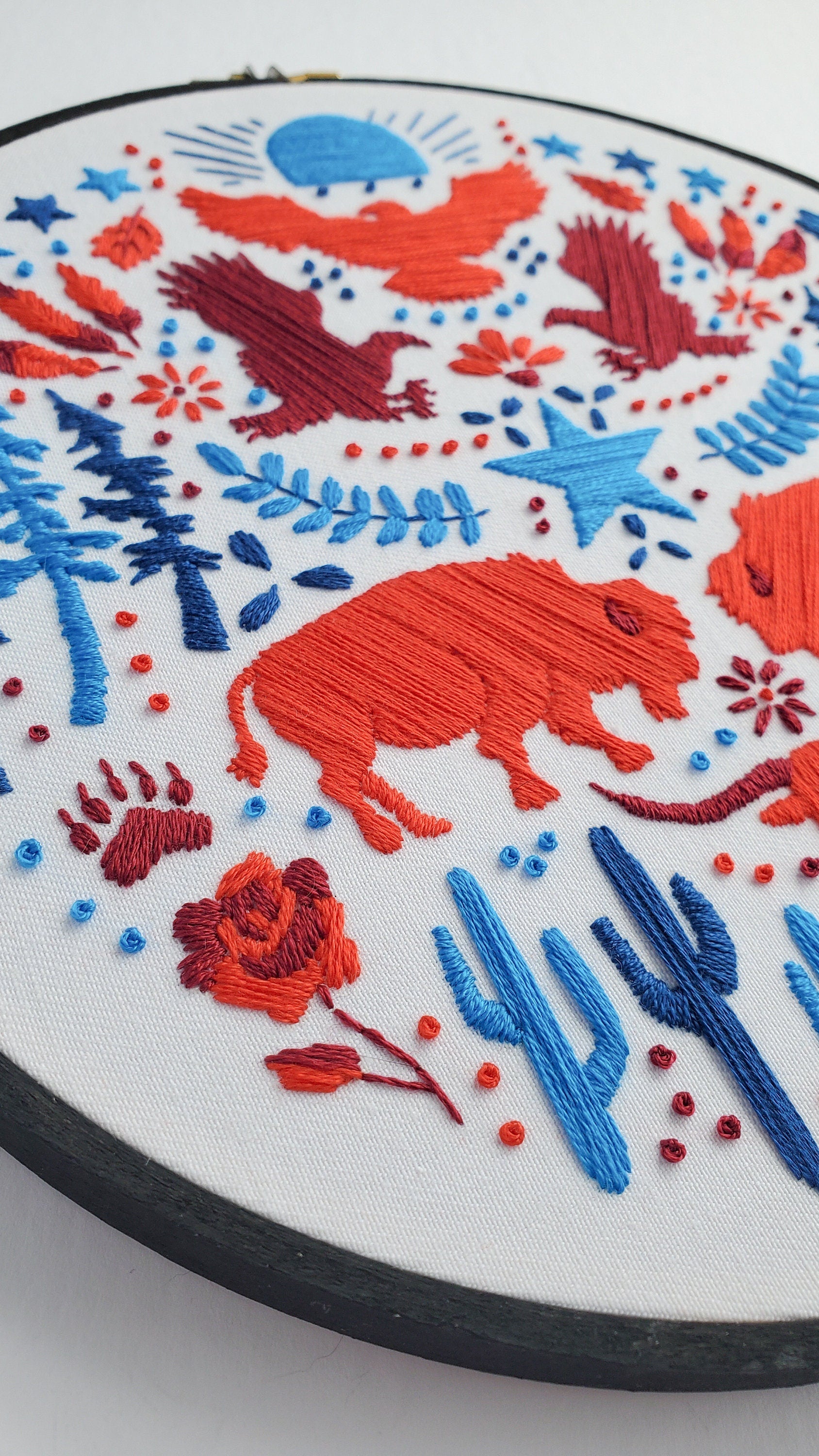 USA American Folk Art Inspired Series - PDF Digital Download Embroidery Pattern & Guide