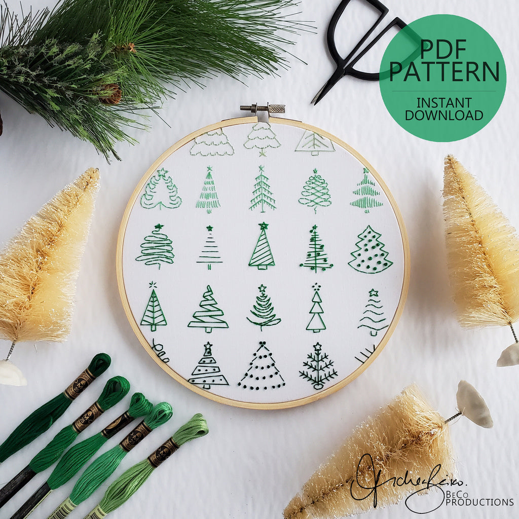 Christmas Tree Print - PDF Digital Download Embroidery Pattern & Guide