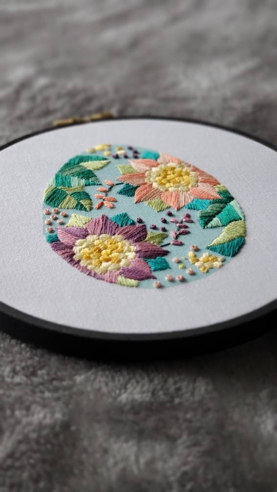 Floral Easter Egg No.01 - PDF Digital Download Embroidery Pattern & Guide