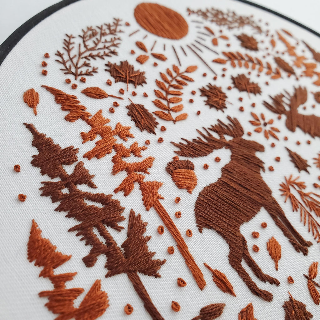 NOVEMBER Monthly Monochromatic Folk Art Inspired Series - PDF Digital Download Embroidery Pattern & Guide