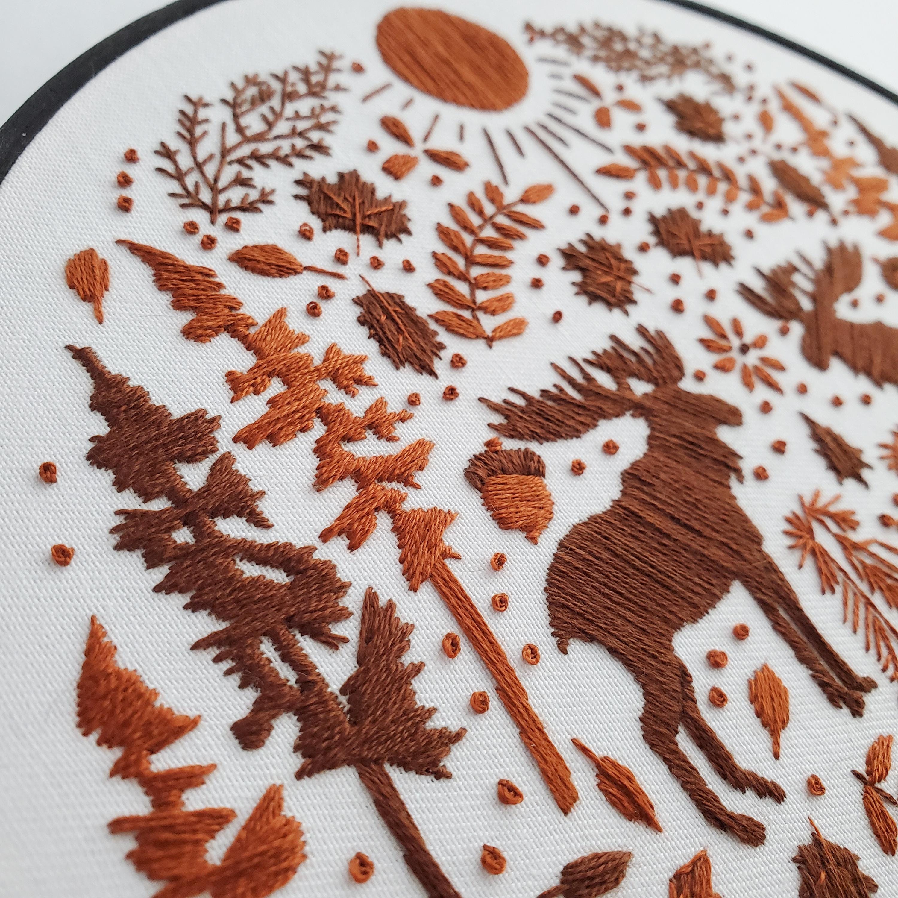 NOVEMBER Monthly Monochromatic Folk Art Inspired Series - PDF Digital Download Embroidery Pattern & Guide