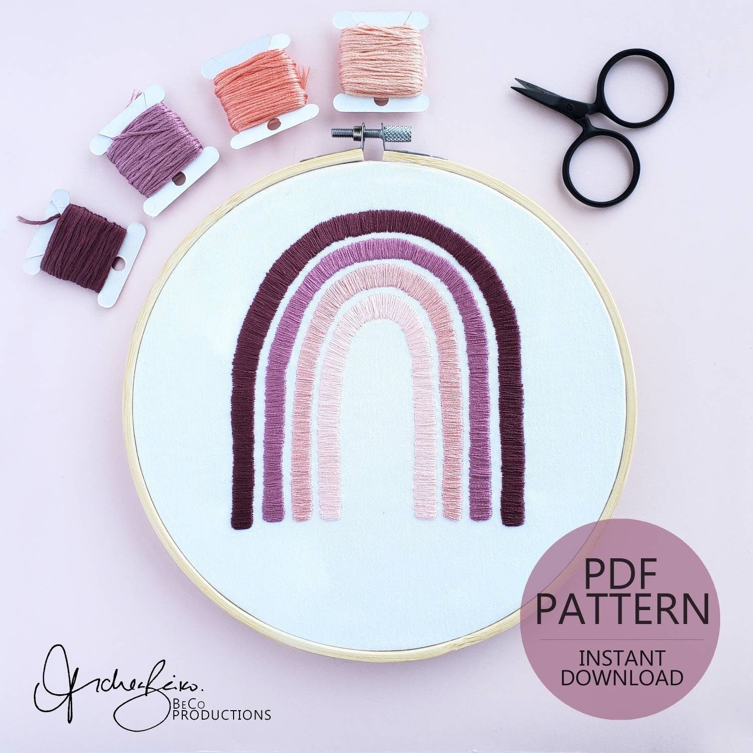 Boho Rainbow - PDF Digital Download Embroidery Pattern & Guide