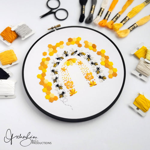Bee Embroidery BUNDLE - DIY Digital Download Embroidery Pattern & Guide