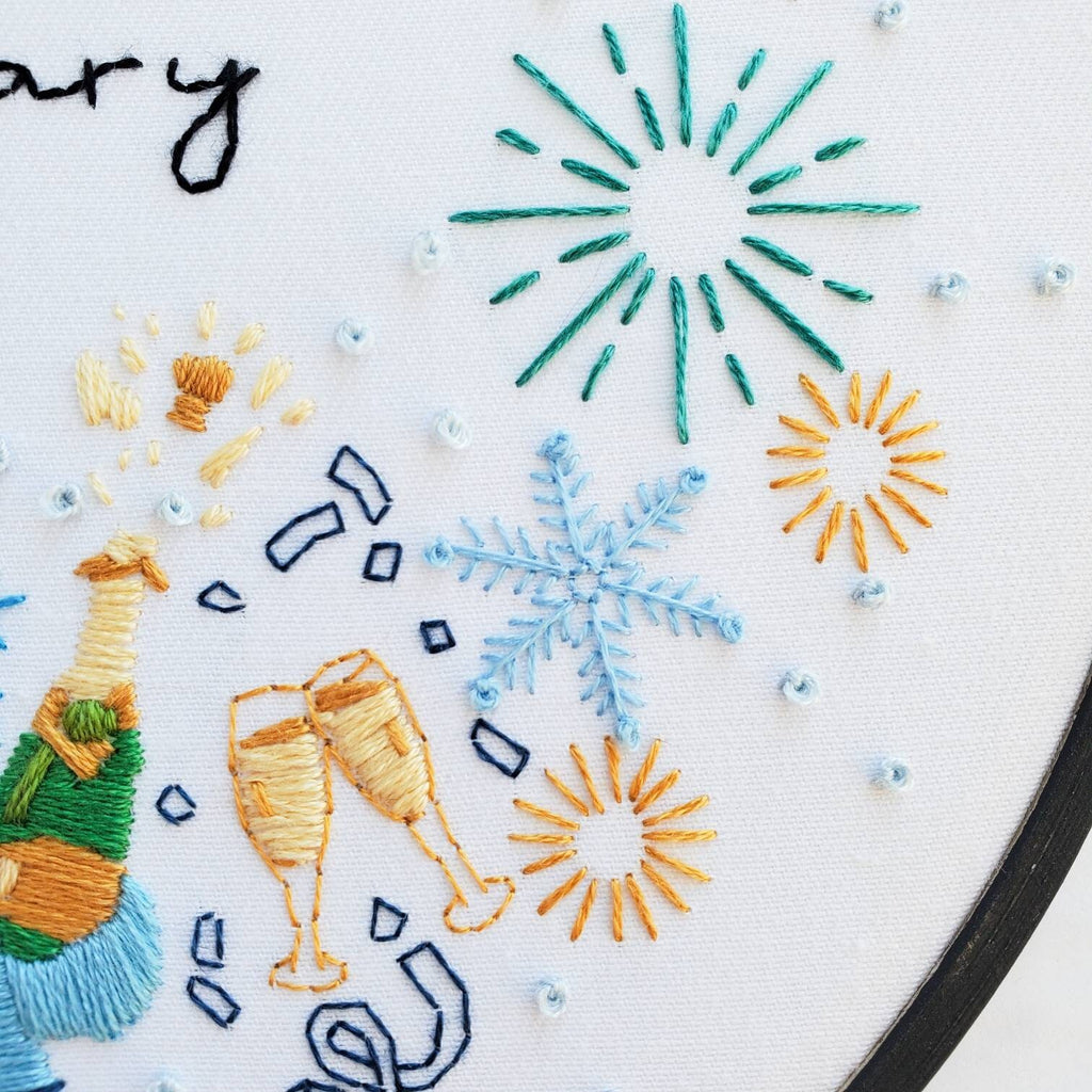 JANUARY Monthly Series Wreath - PDF Digital Download Embroidery Pattern & Guide