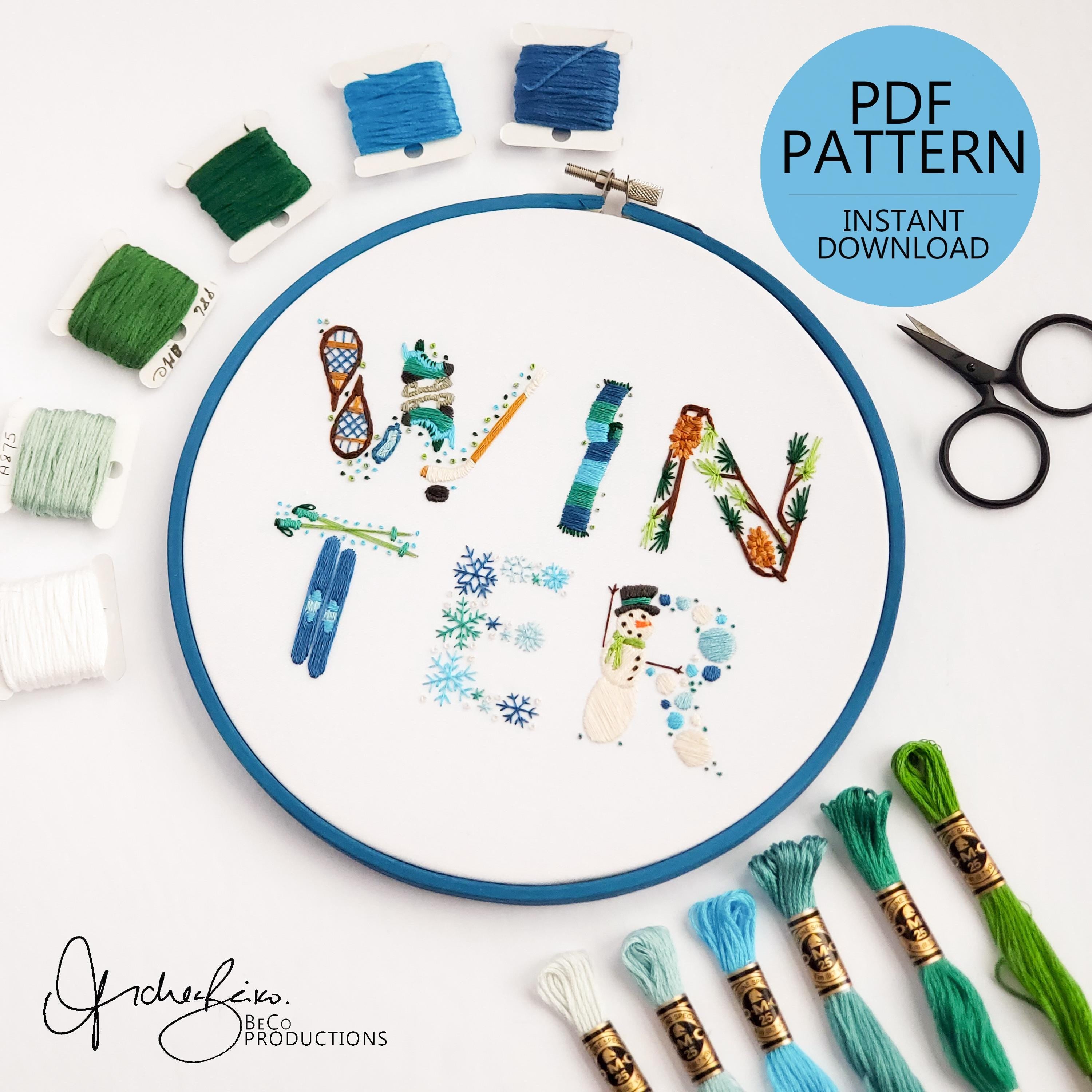 Winter Text - PDF Digital Download Embroidery Pattern & Guide