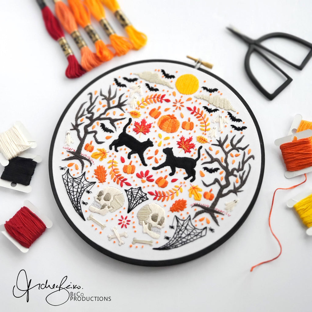 Halloween Embroidery BUNDLE - DIY Digital Download Embroidery Pattern & Guide