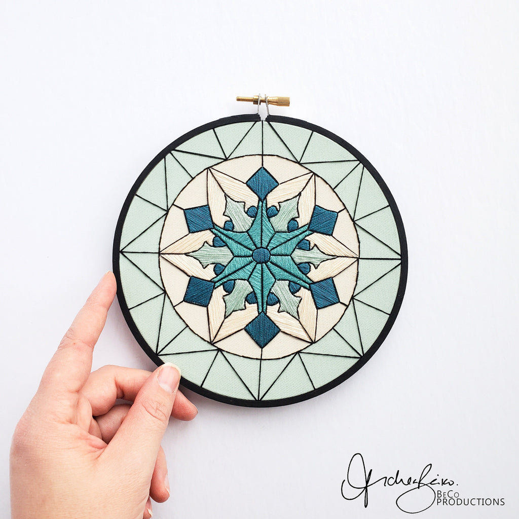 JANUARY Monthly Series Stained Glass Snowflake- PDF Digital Download Embroidery Pattern & Guide