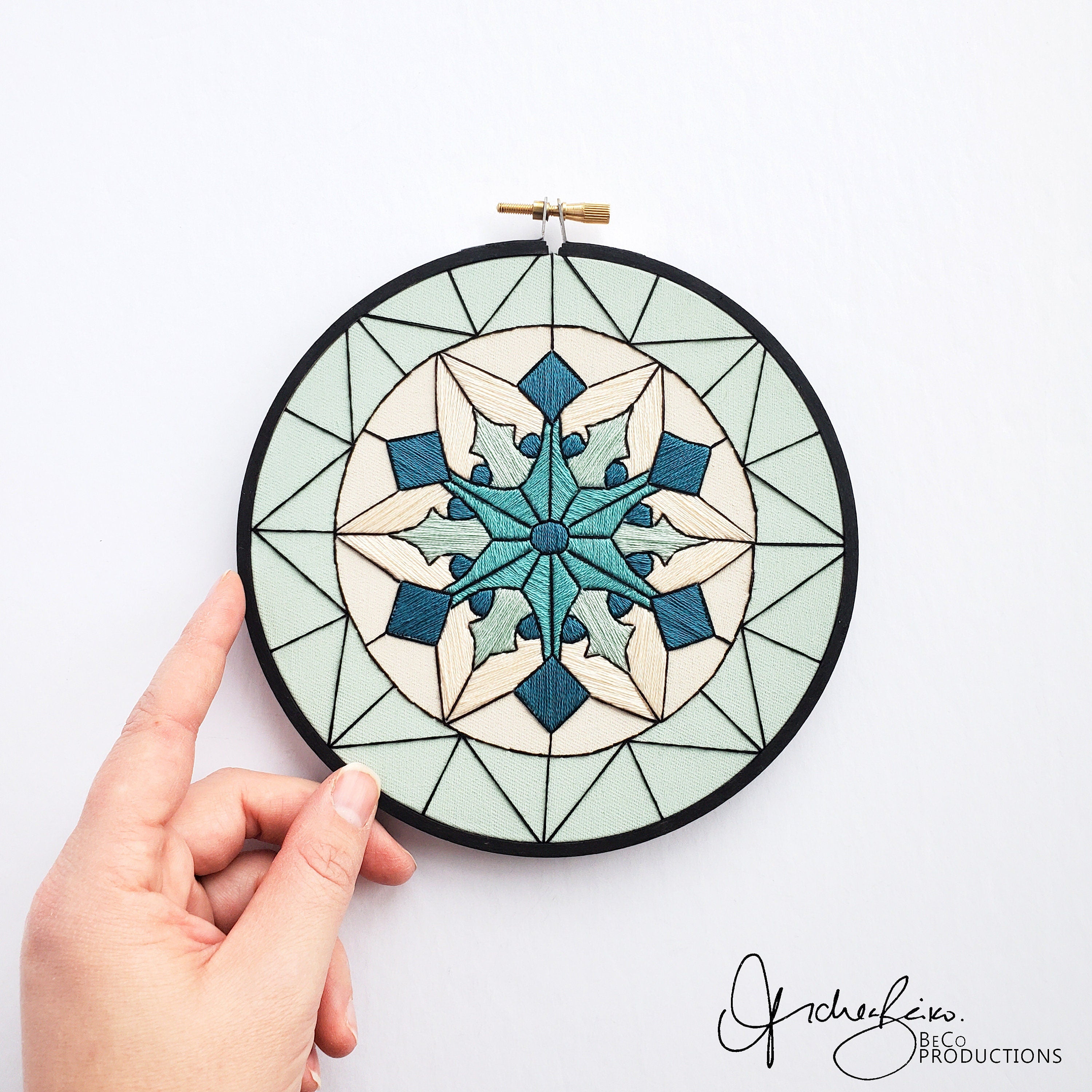 JANUARY Monthly Series Stained Glass Snowflake- PDF Digital Download Embroidery Pattern & Guide