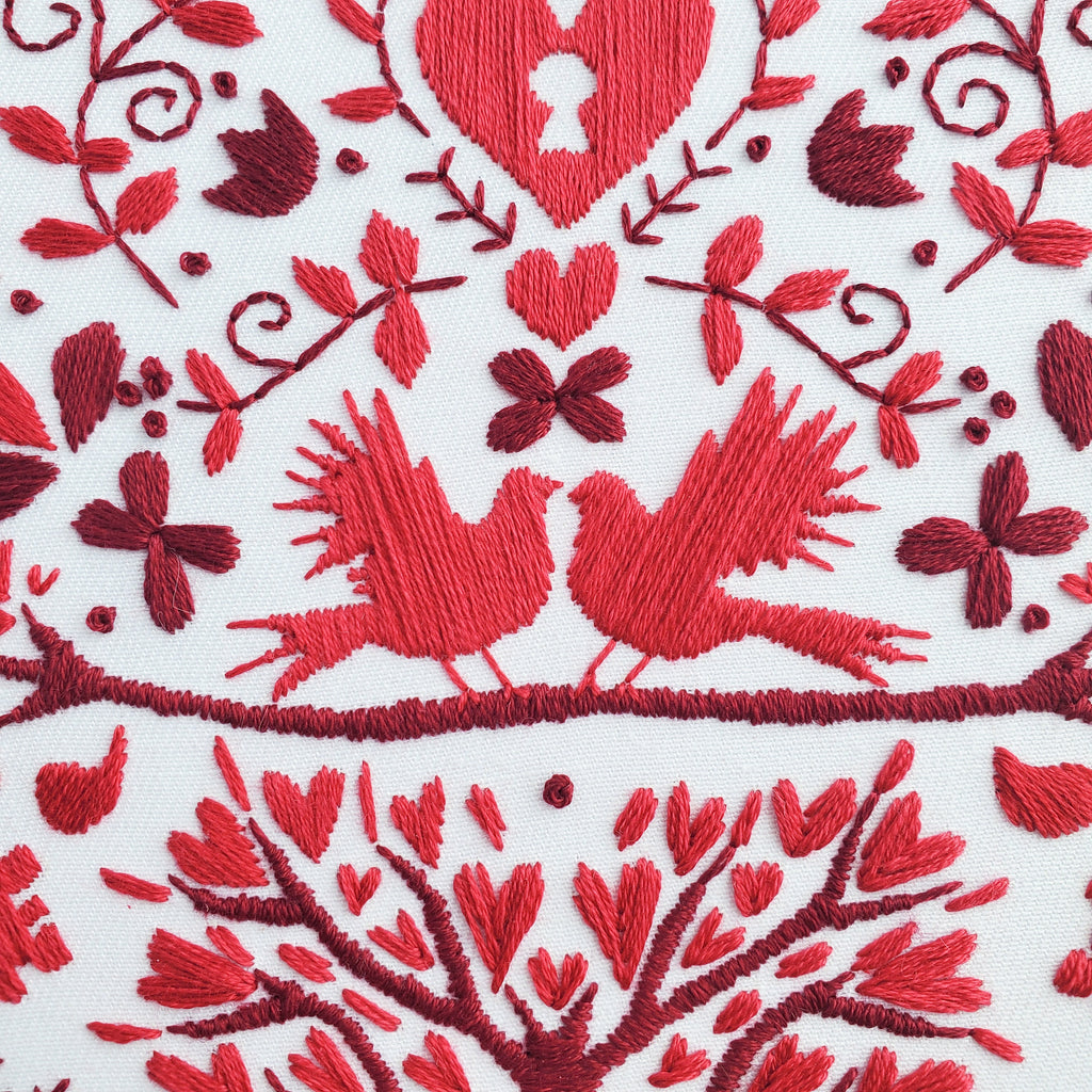 FEBRUARY Monthly Monochromatic Folk Art Inspired Series - PDF Digital Download Embroidery Pattern & Guide