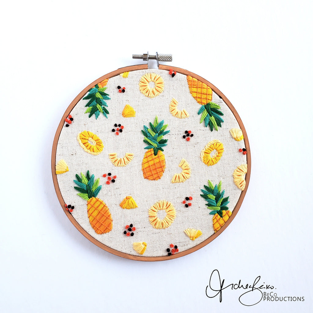 Pineapple Life Cycle Print - PDF DIgital Download Embroidery Pattern & Guide