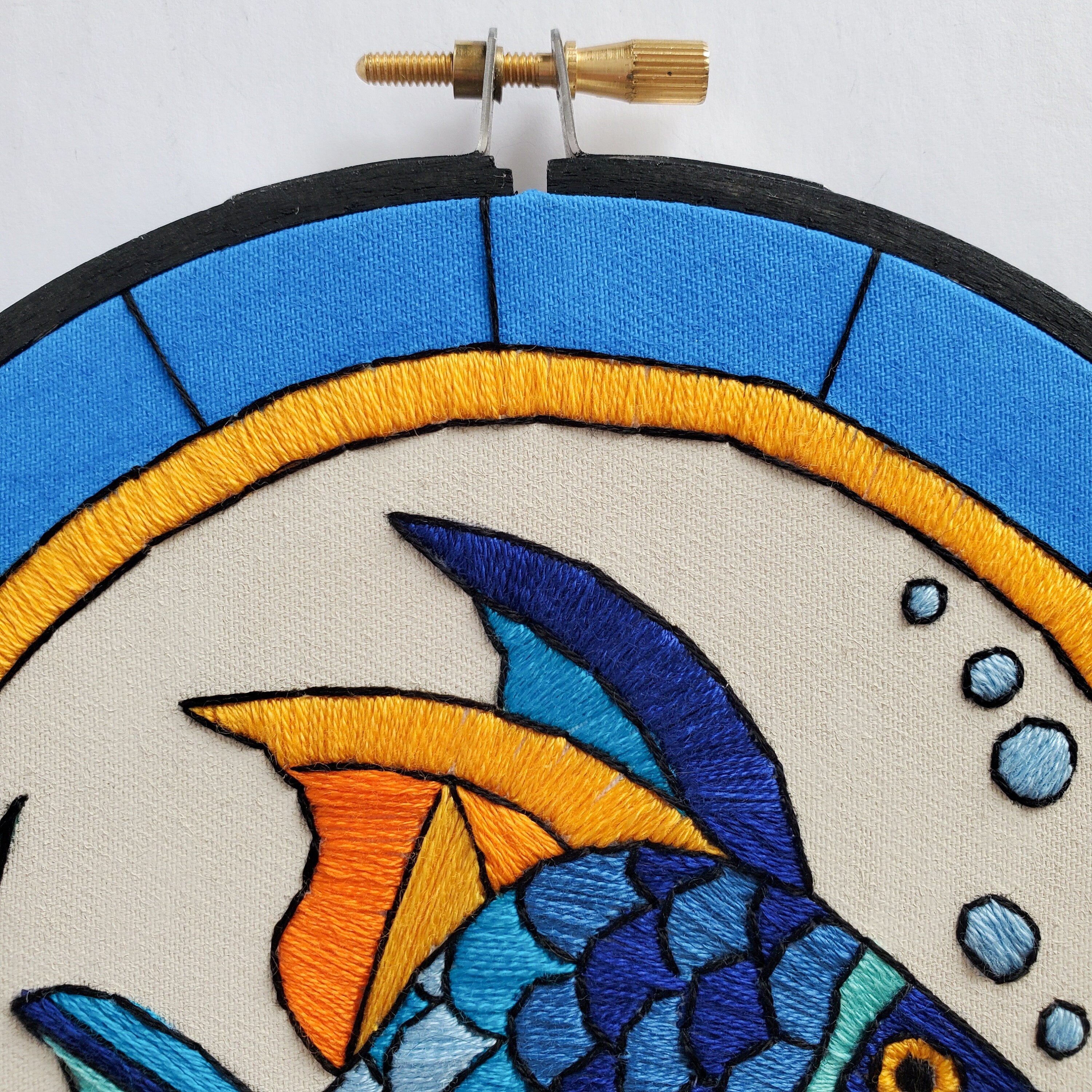 JUNE Monthly Series Stained Glass Fish- PDF Digital Download Embroidery Pattern & Guide