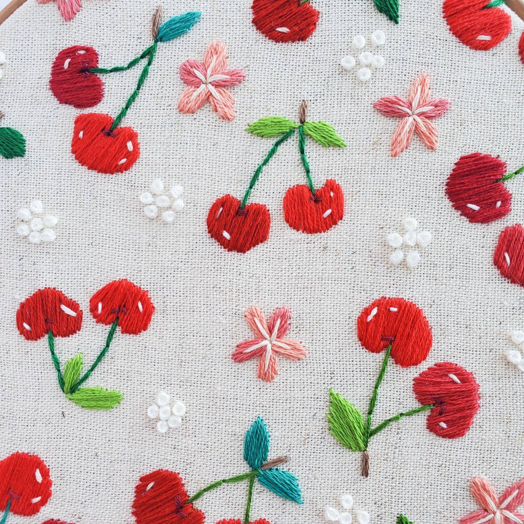 Cherry Life Cycle Print - PDF DIgital Download Embroidery Pattern & Guide