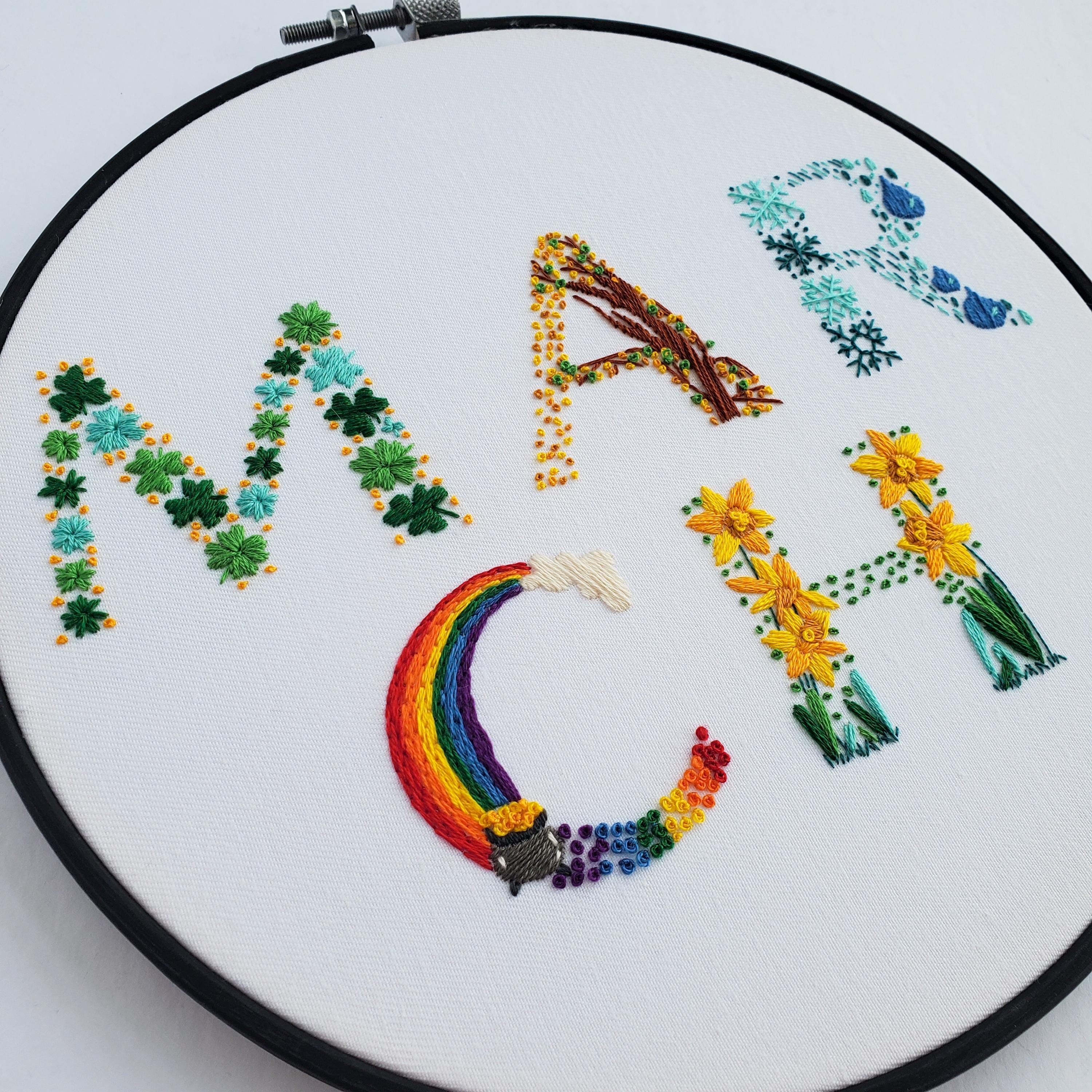 MARCH Monthly Text Series - PDF Digital Download Embroidery Series Pattern & Guide