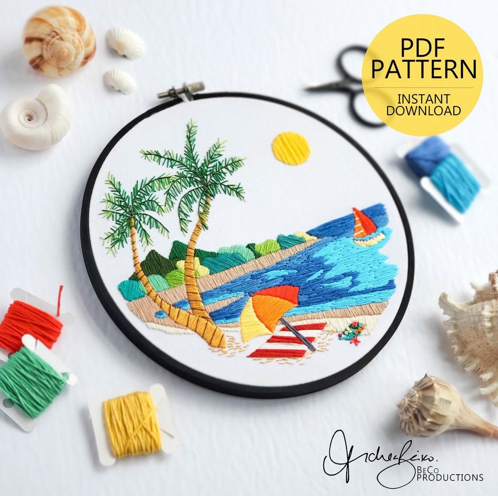 Beach Landscape No.02 - PDF Digital Download Embroidery Pattern & Guide