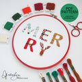 Merry Text -  PDF Digital Download Embroidery Pattern & Guide