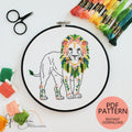 Floral Lion - PDF Digital Download Embroidery Pattern & Guide