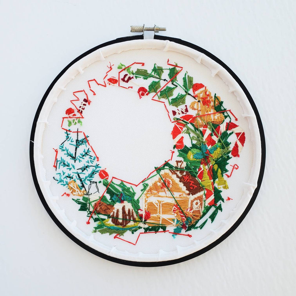 Christmas Candy Wreath - PDF Digital Download Embroidery Pattern & Guide
