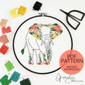 Floral Elephant - PDF Digital Download Embroidery Pattern & Guide