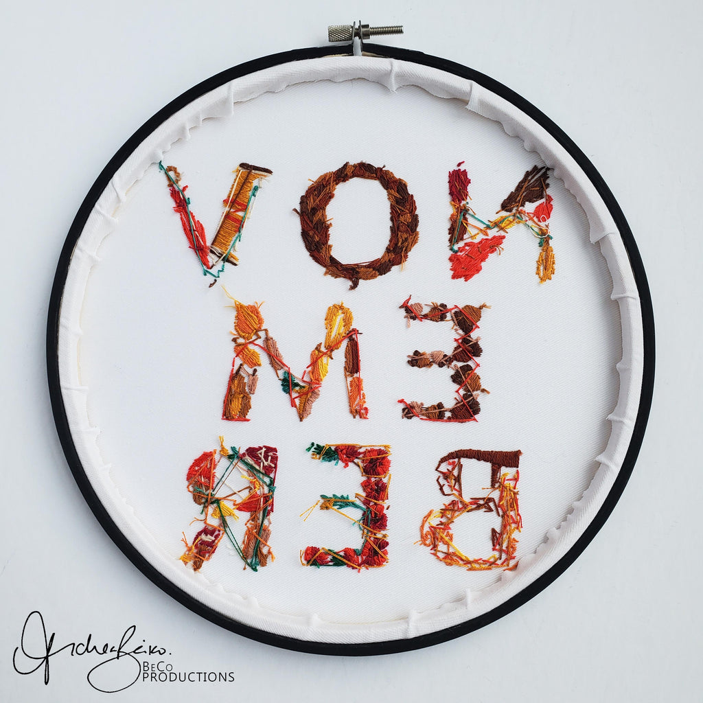 NOVEMBER Monthly Text Series - PDF Digital Download Embroidery Series Pattern & Guide