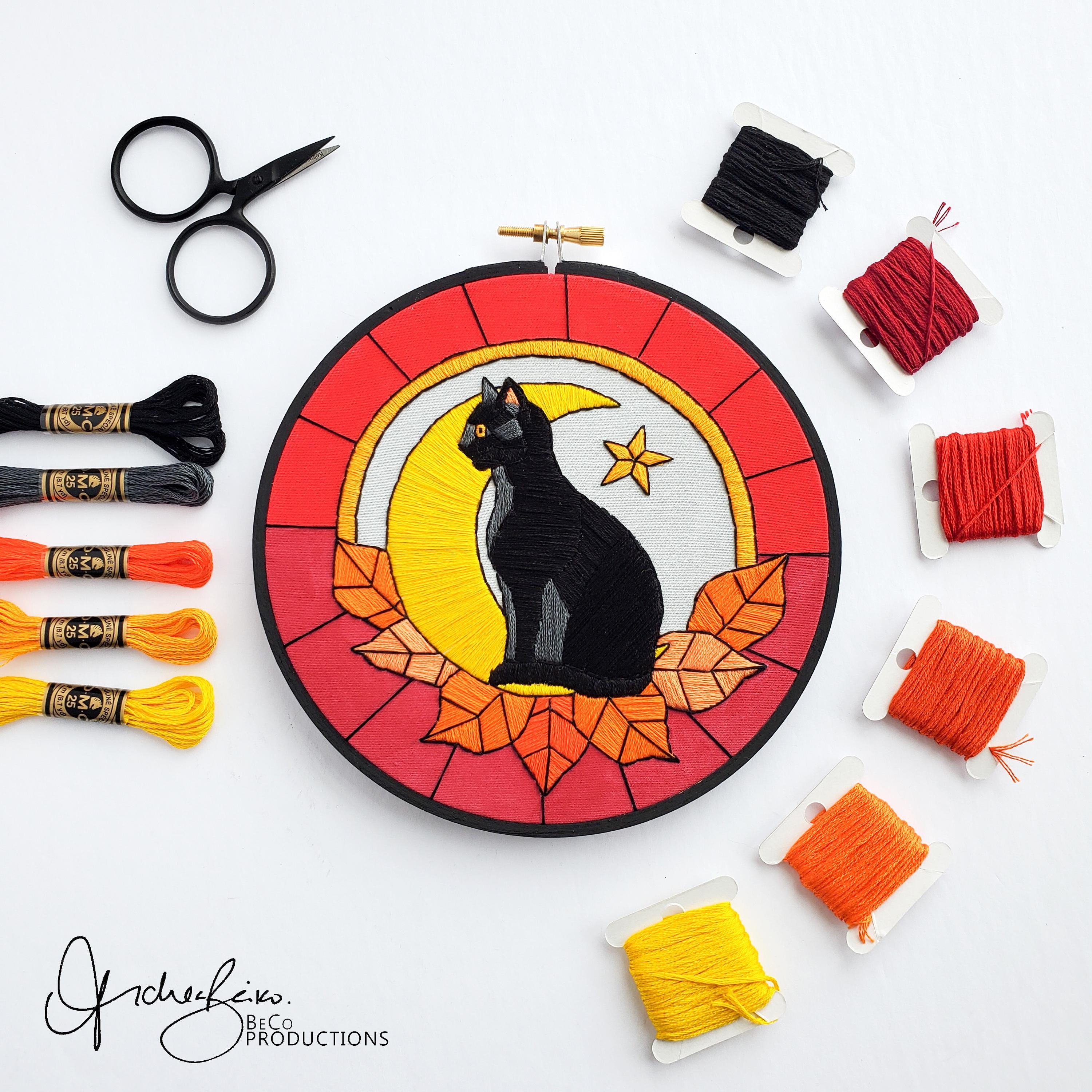 Halloween Stained Glass BUNDLE - PDF Digital Download Embroidery Pattern & Guide