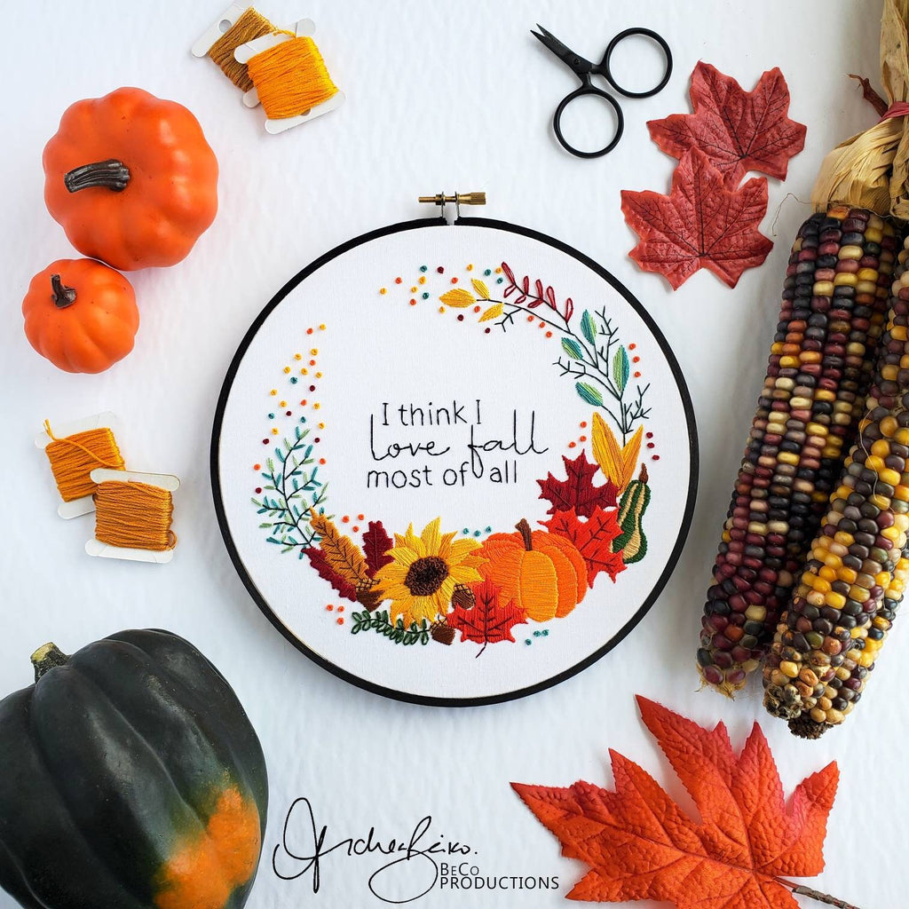 I Think I Love Fall Most Of All -PDF Digital Download Embroidery Pattern & Guide