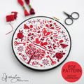 FEBRUARY Monthly Monochromatic Folk Art Inspired Series - PDF Digital Download Embroidery Pattern & Guide
