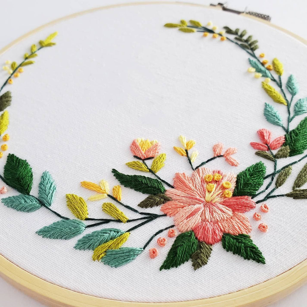 Floral Wreath #01 - PDF Digital Download Embroidery Pattern & Guide