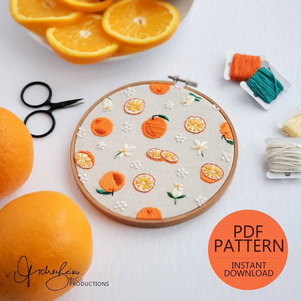 Orange Life Cycle Print - PDF DIgital Download Embroidery Pattern & Guide
