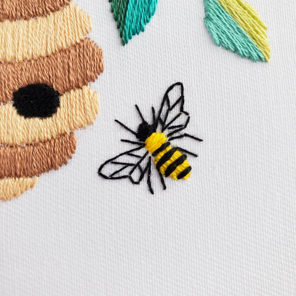 Beehive Floral Wreath - PDF Digital Download Embroidery Pattern & Guide