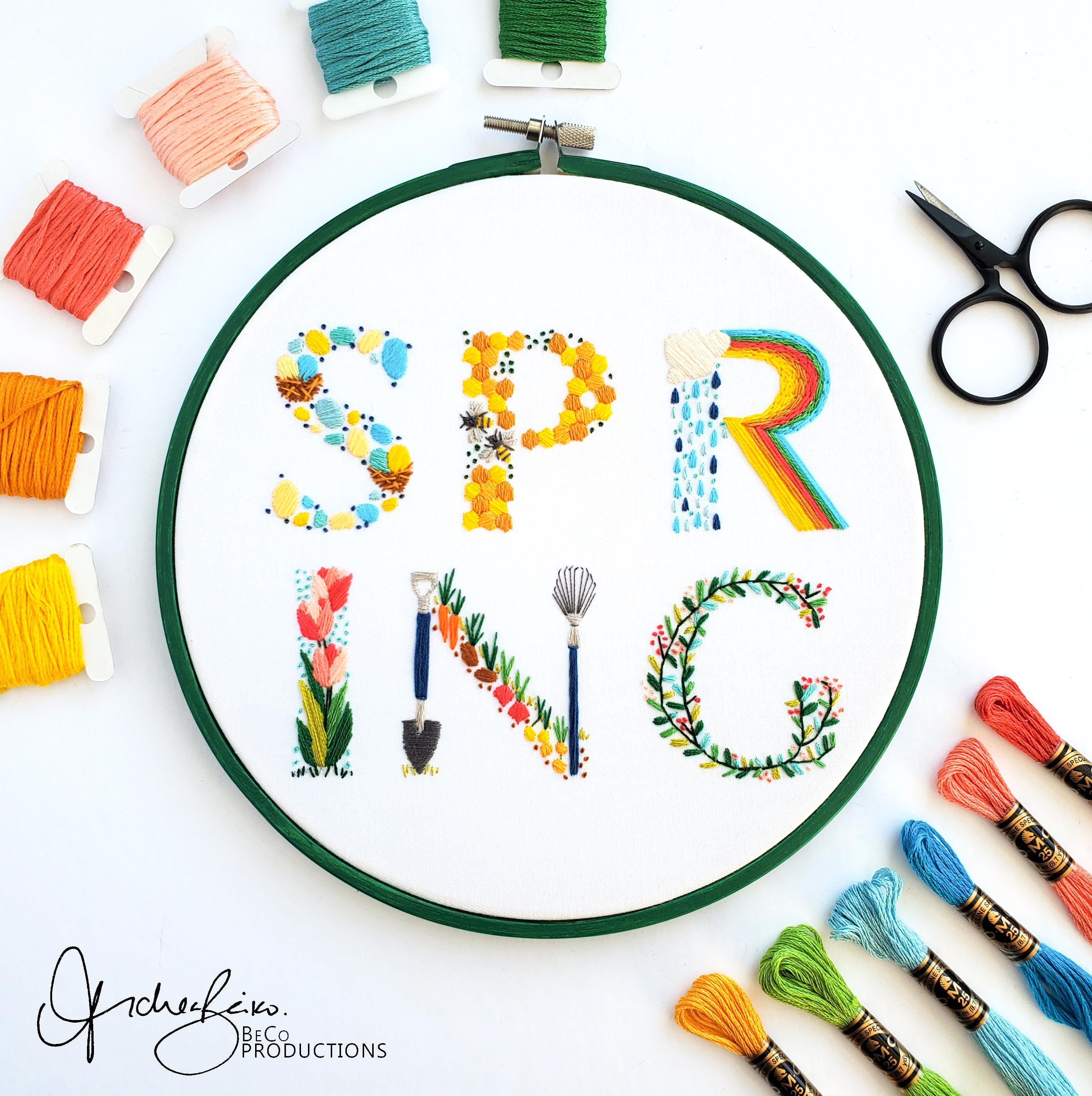 Spring Text - PDF Digital Download Embroidery Pattern & Guide