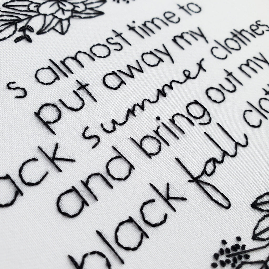 Funny Black Clothes Quote - PDF Digital Download Embroidery Pattern & Guide