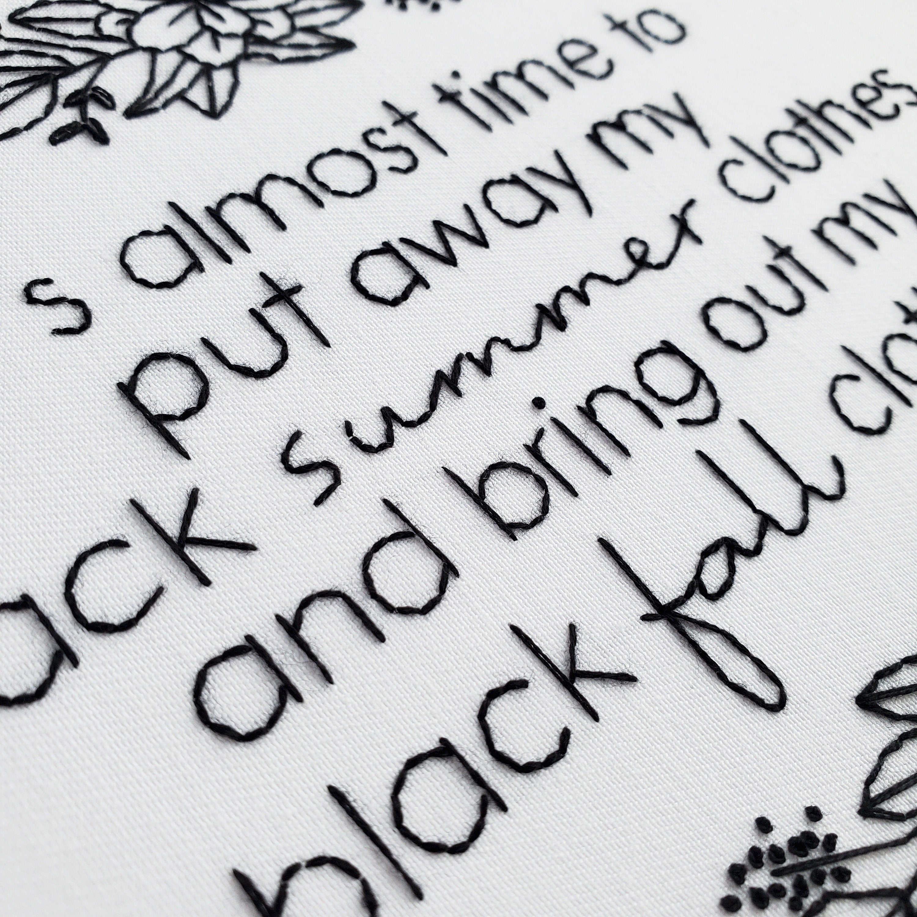 Funny Black Clothes Quote - PDF Digital Download Embroidery Pattern & Guide