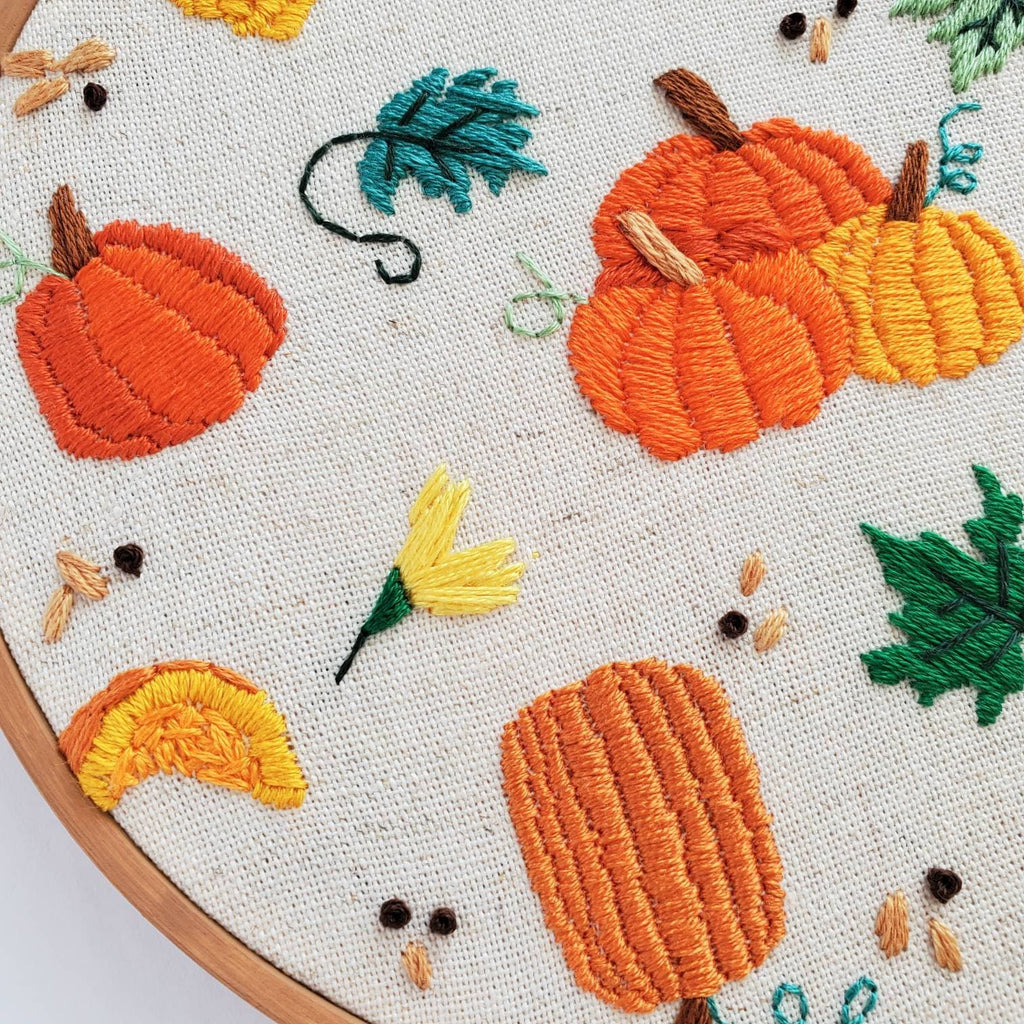 Pumpkin Life Cycle Print - PDF DIgital Download Embroidery Pattern & Guide