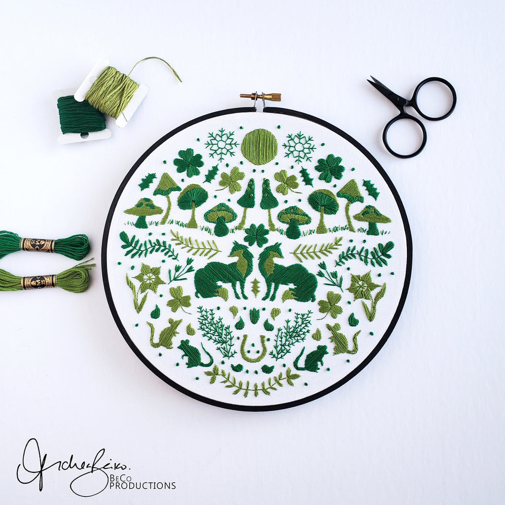 MARCH Monthly Monochromatic Folk Art Inspired Series - PDF Digital Download Embroidery Pattern & Guide